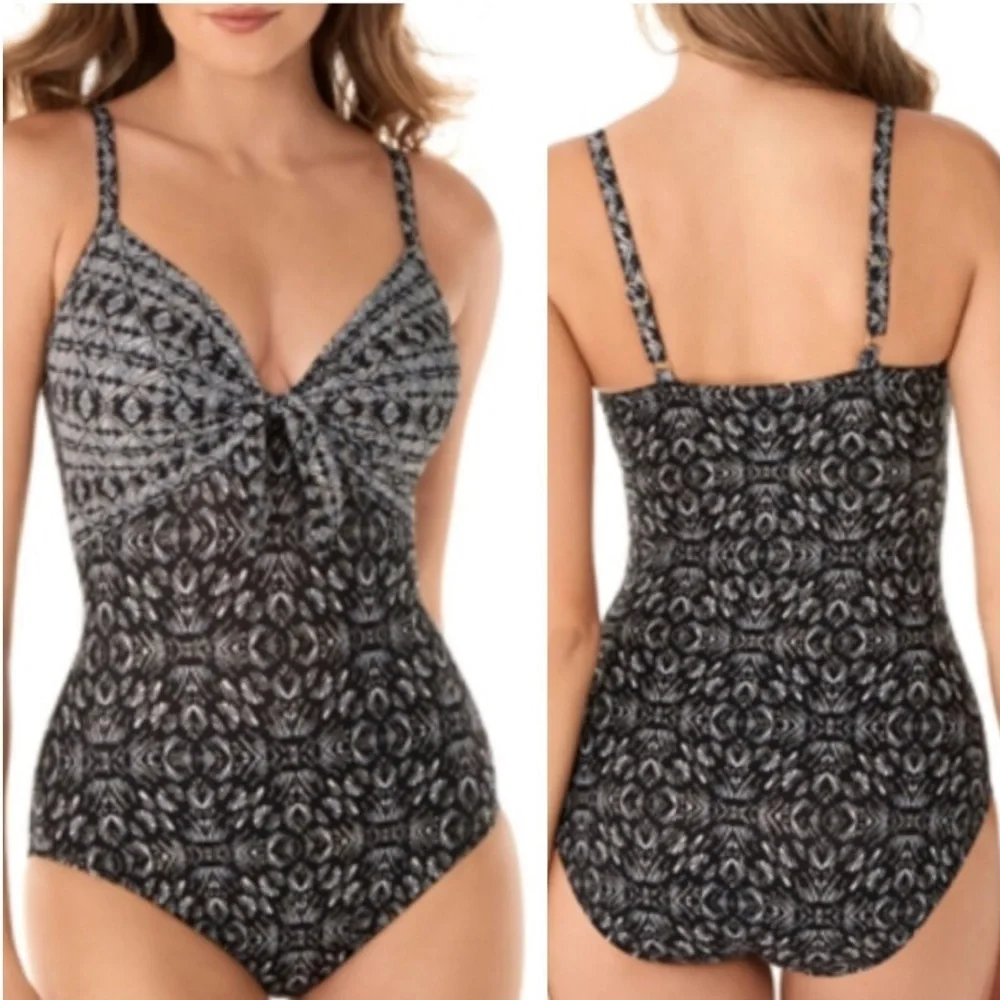 MiracleSuit One Piece Swim Suit Black Underwire Women’s 8 See Measurements